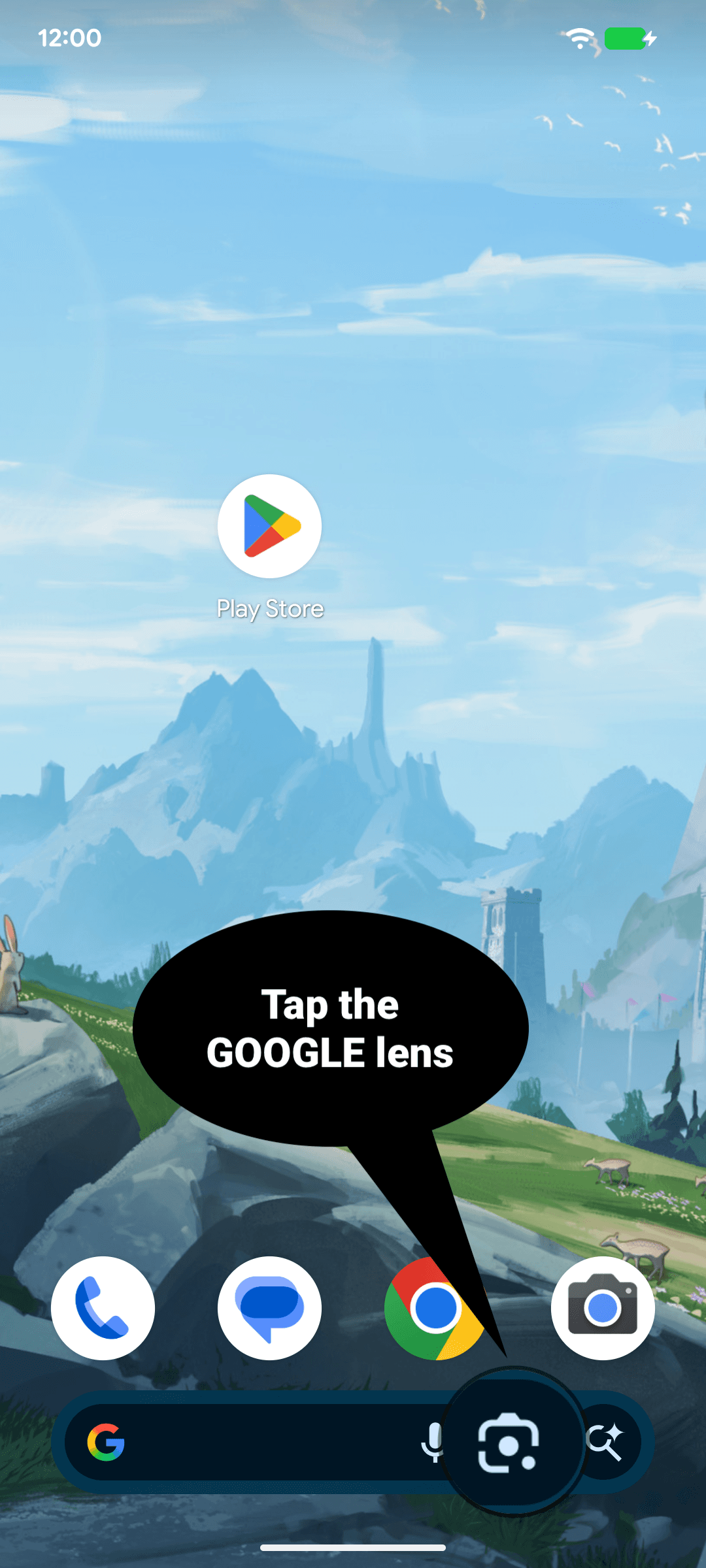Google Lens option for scanning QR code
